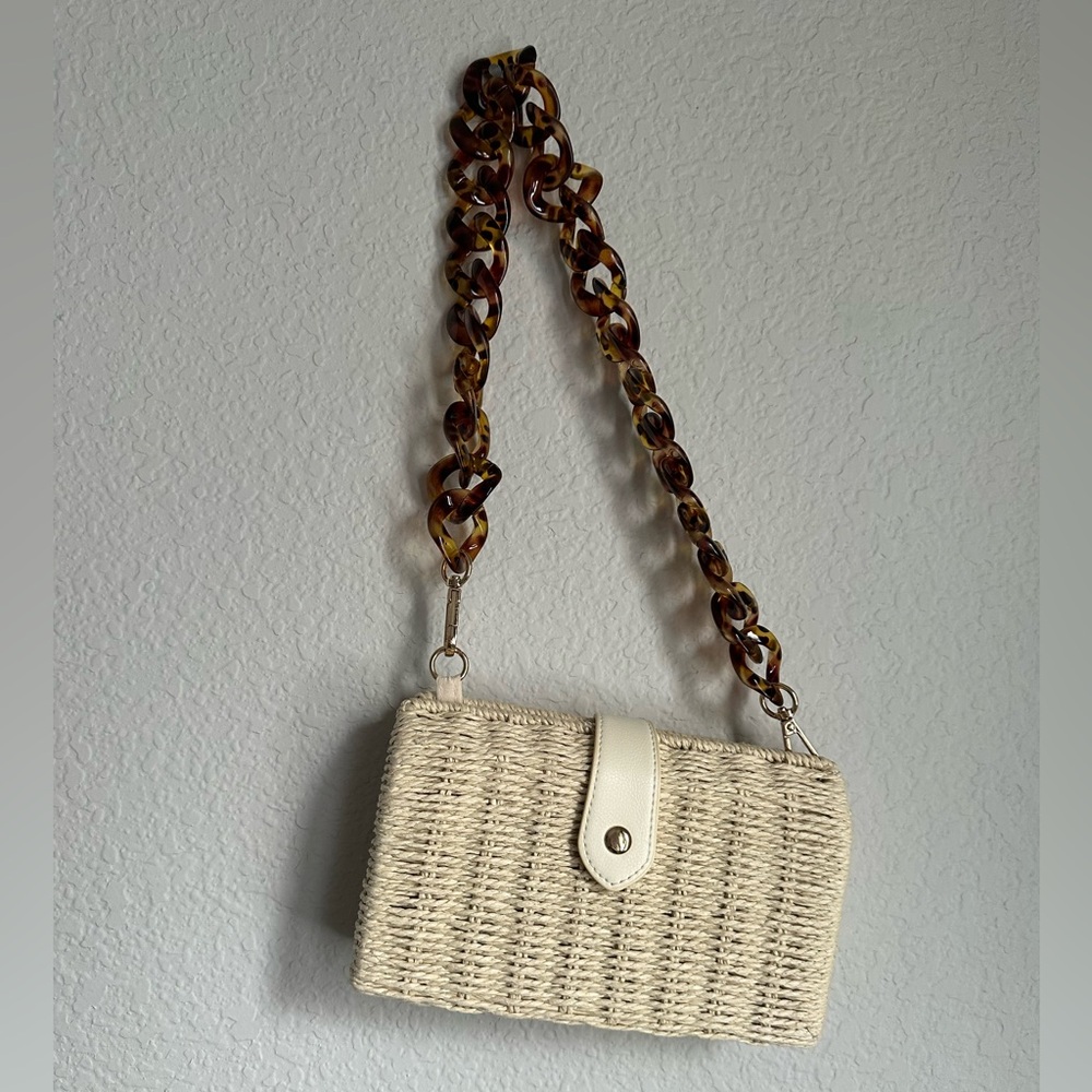 Straw Chain Shoulder Handbag